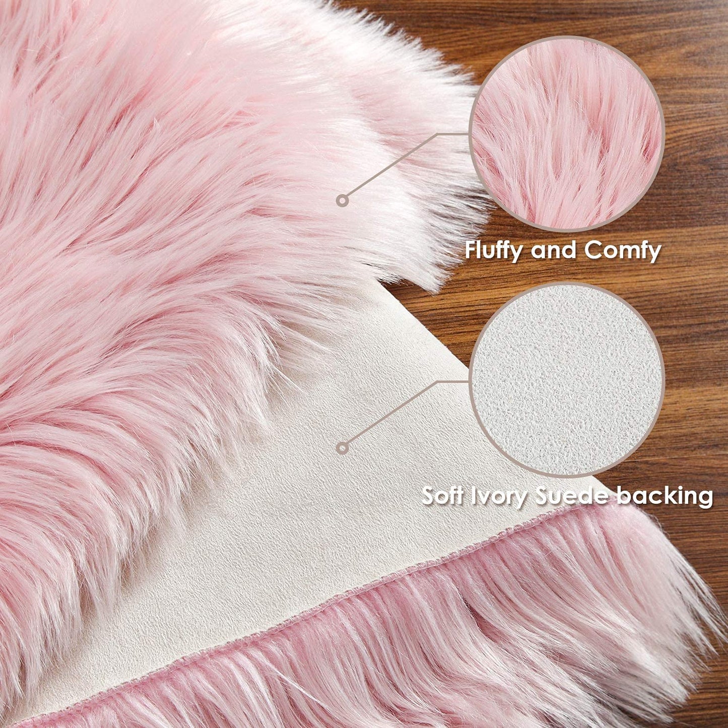 Faux Sheepskin Rug Fluffy Rug,Fluffy Area Small Rugs Shaggy Rugs for Bedroom Rug Fluffy Sofa Floor Carpet Home Decoration Pink Rugs (Pink 27.5 x 53.1 inch) 27.5(W) x 53.1(L) inch