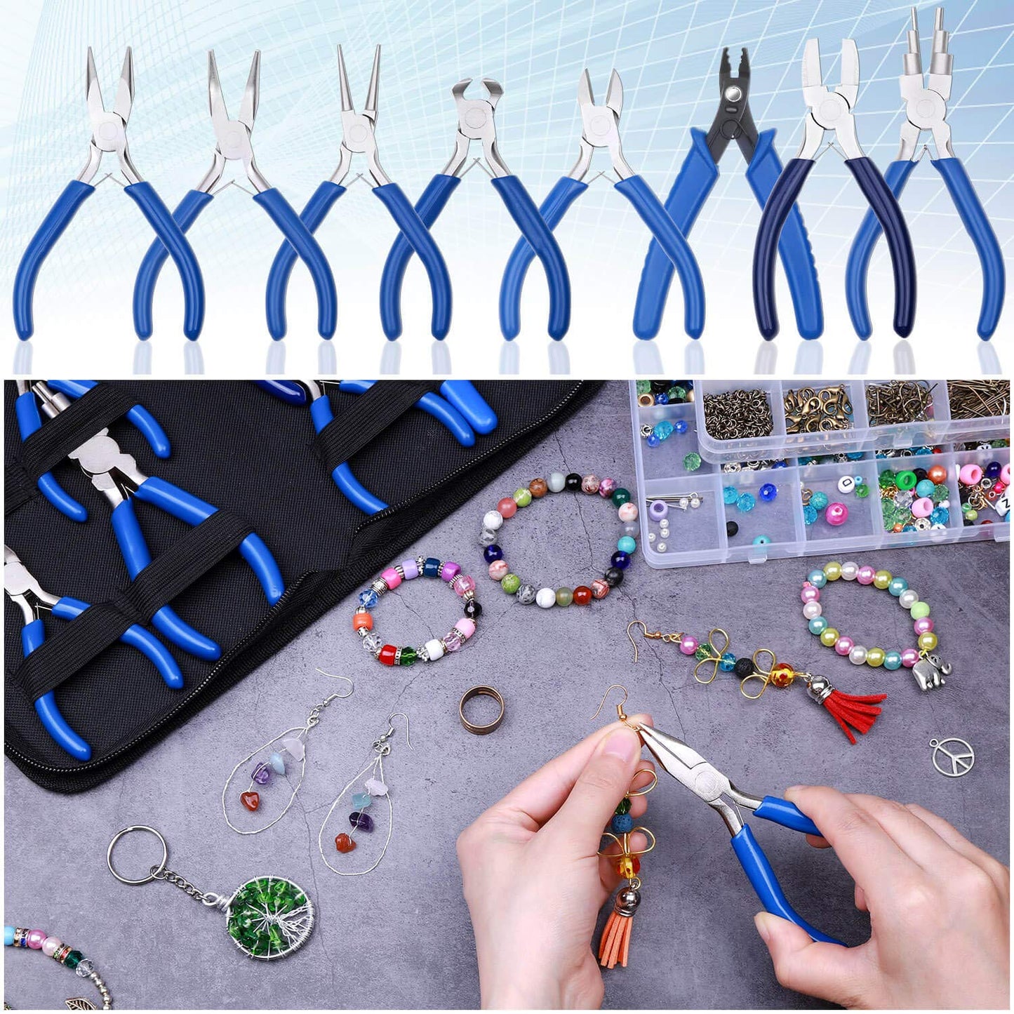 Jewelry Pliers, Shynek 8pcs Jewelry Making Pliers Tools Micro Jewelry Pliers Set Jewelry Making Kit for Jewelry Making Supplies