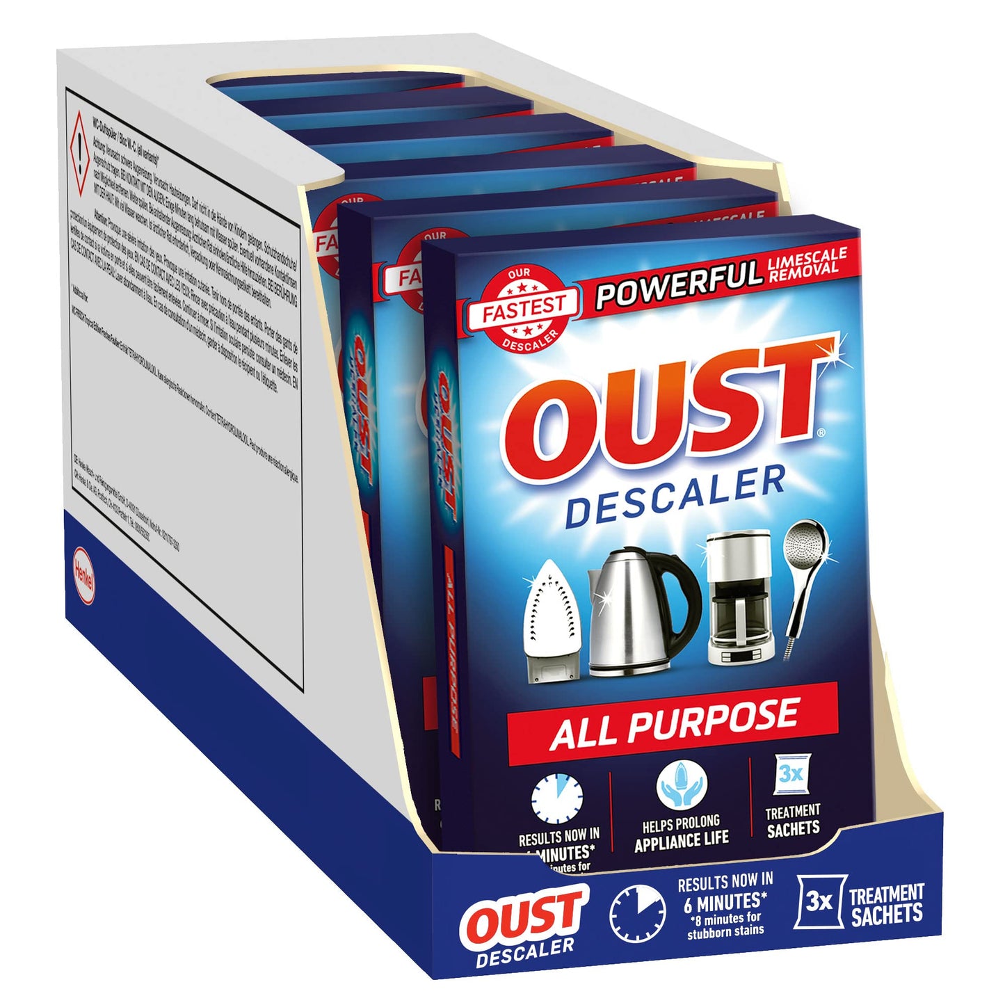 Oust Powerful All Purpose Descaler, Limescale Remover – Ideal for Kettles, Coffee Machines, Irons and Shower Heads, 3 Sachets x 6 (18 Sachets Total) 3 Count (Pack of 6)