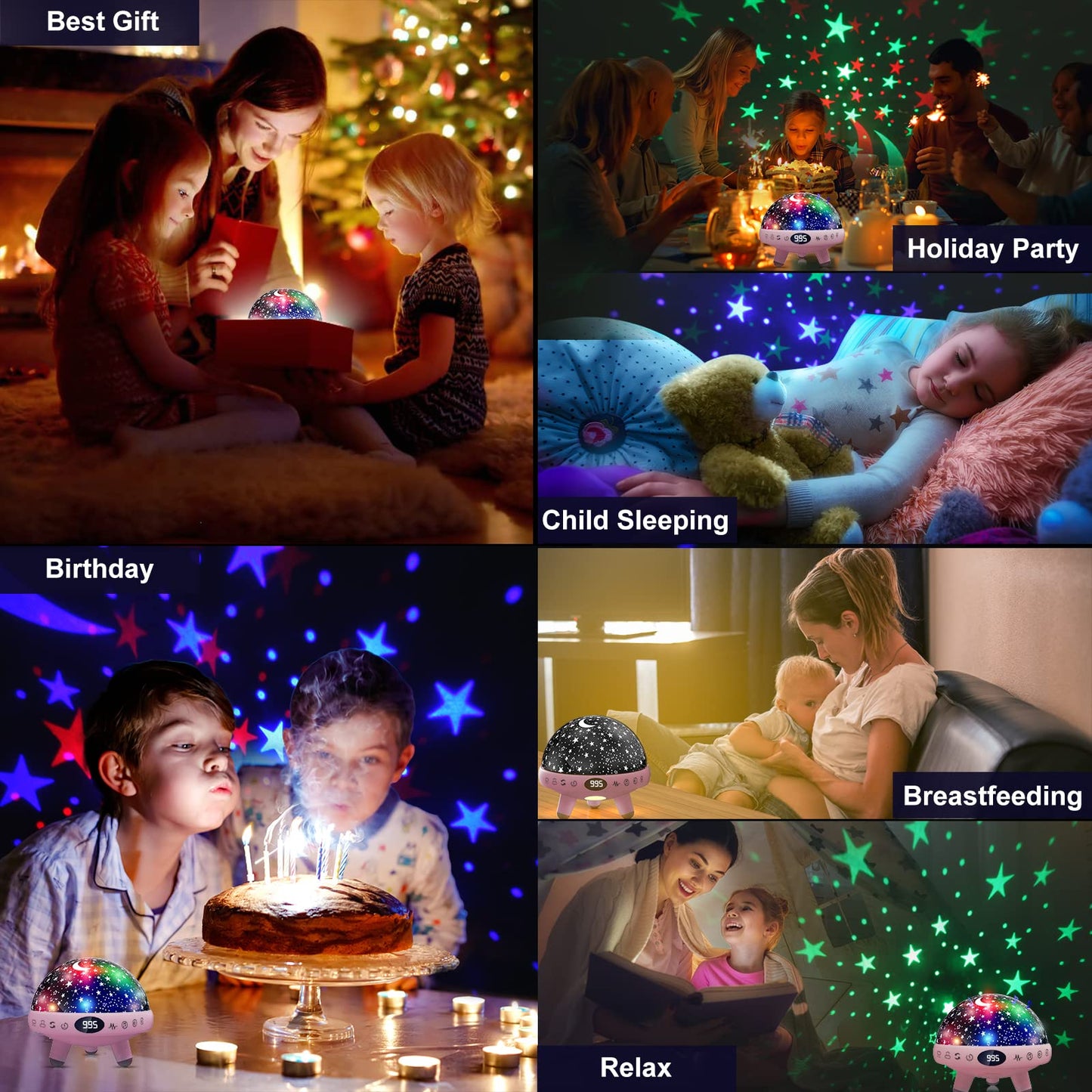 YACHANCE Baby Night Light Star Projector Night Light Projector for Kids Room with Sound Machine White Noise Machine for Sleeping Soother Nursery Lamp 9 Natural Sounds 20 Lullabies Remote Timer Pink Star