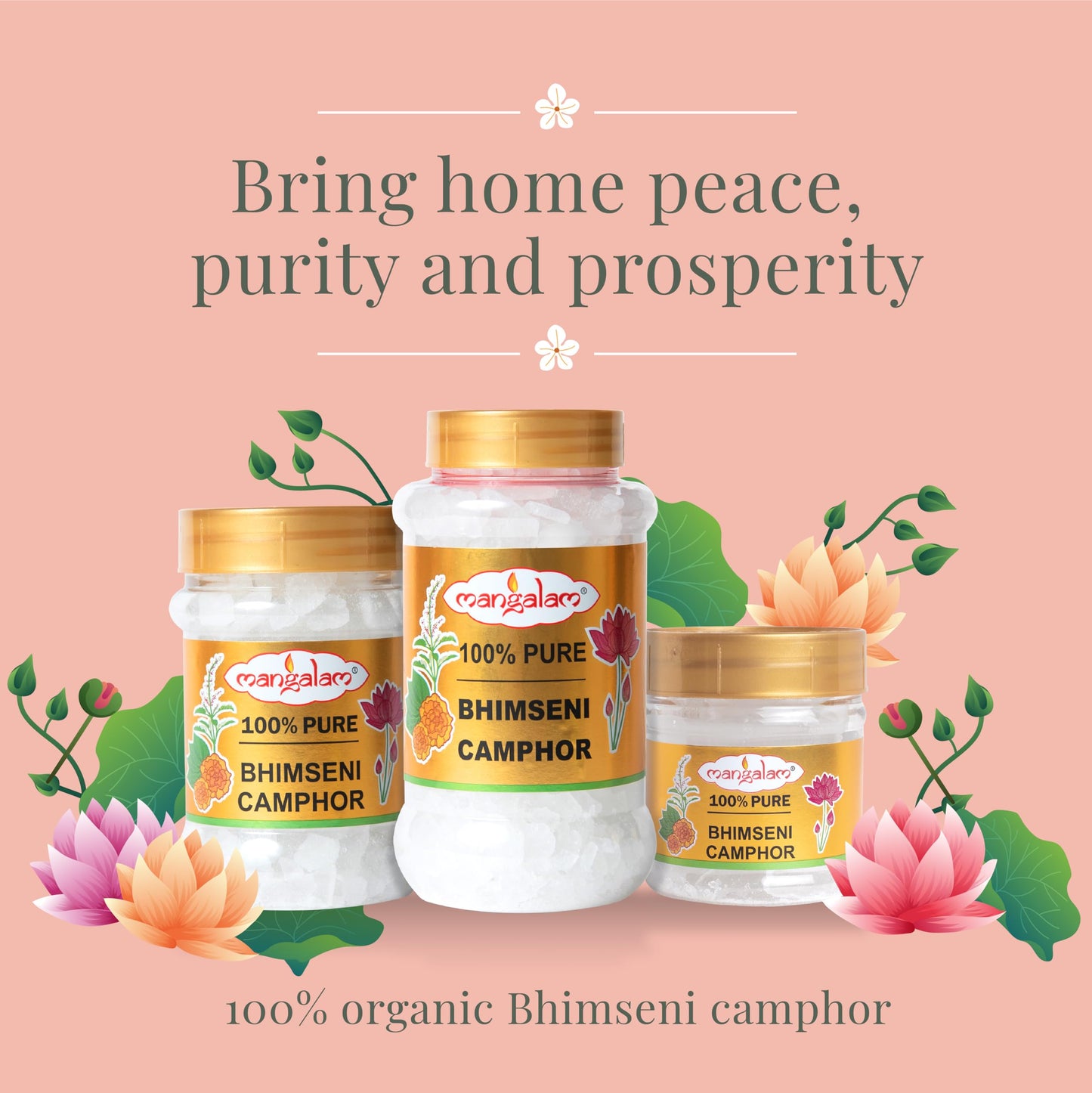 MANGALAM Bhimseni Camphor 250g Jar - Pack Of 1 | 100% Pure | For Puja, Aromatherapy & Air Freshener | Sweet Fragrance