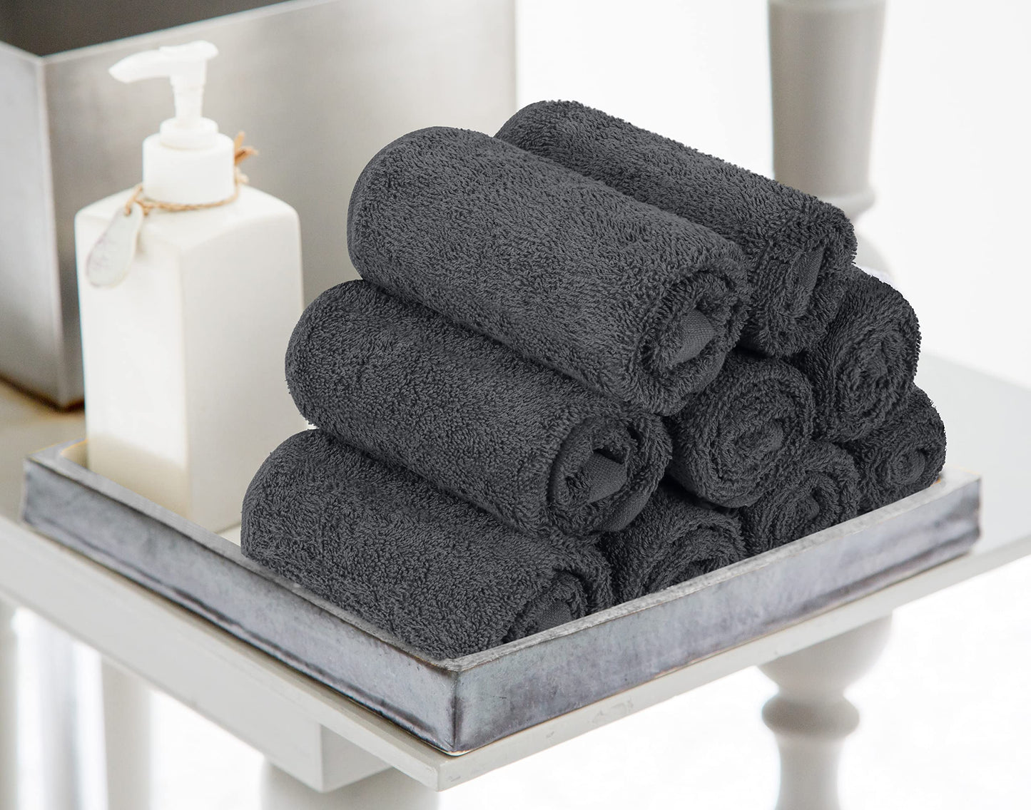 Utopia Towels - Cotton Washcloths Set - 30 x 30 cm, White - 100% Ring Spun Cotton, Premium Quality Flannel Face Cloths, Highly Absorbent and Soft Feel Fingertip Towels (24-Pack, Grey) 24