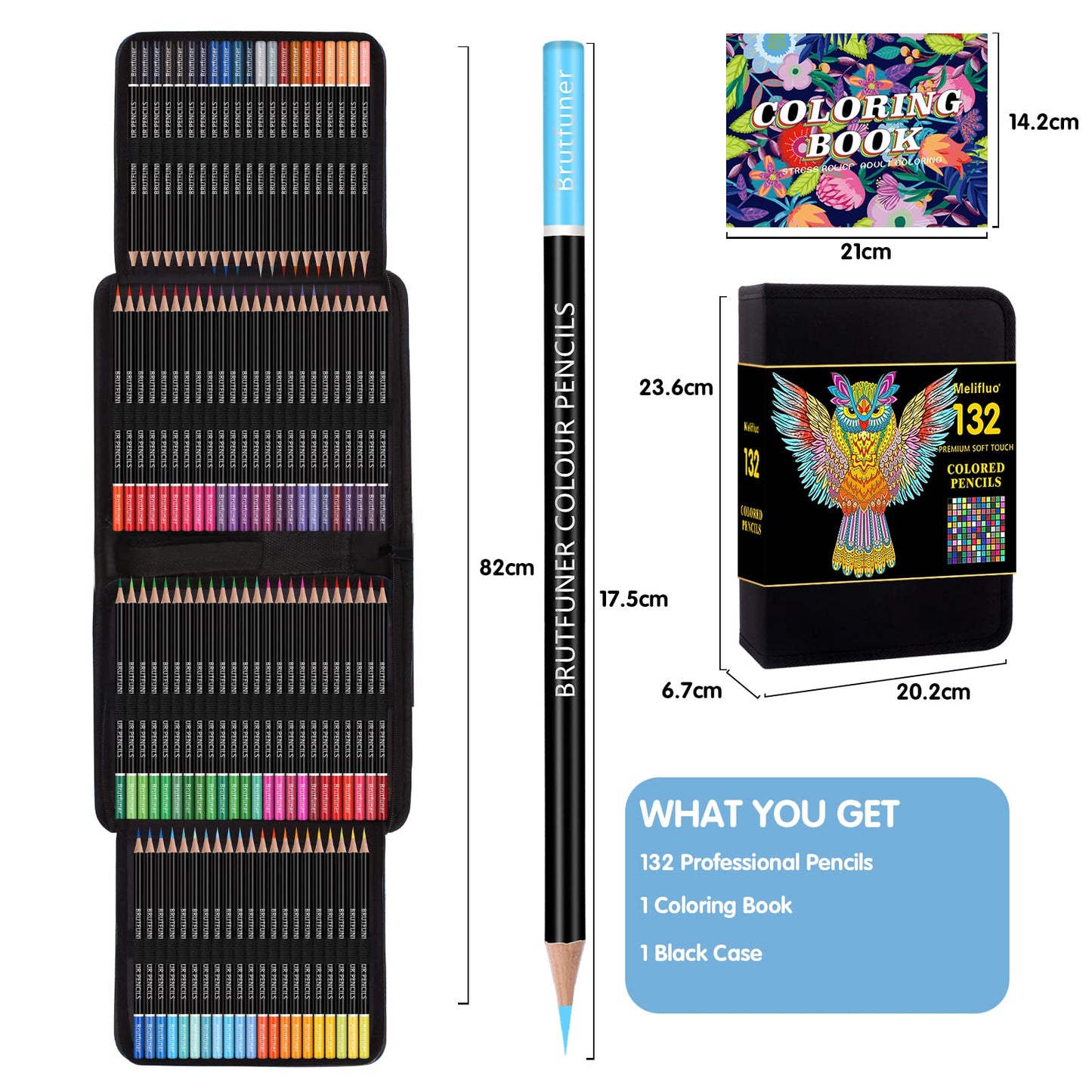 Melifluo 132 Colouring Pencils Set with Black Portable Zipper Bag. Professional Coloured Pencils Perfect for Adult and Artists Sketching, Shading and Doodling