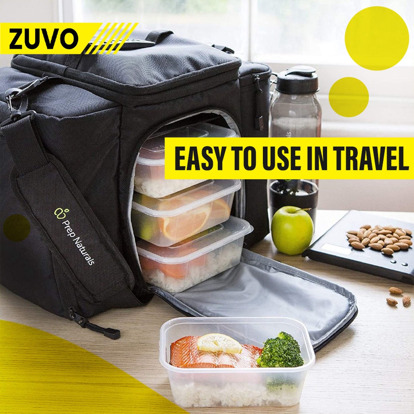 Zuvo 50 X Rectangular Microwave Plastic Food Container, Reusable Food Container Clear, 750 ml, Set of 50 single