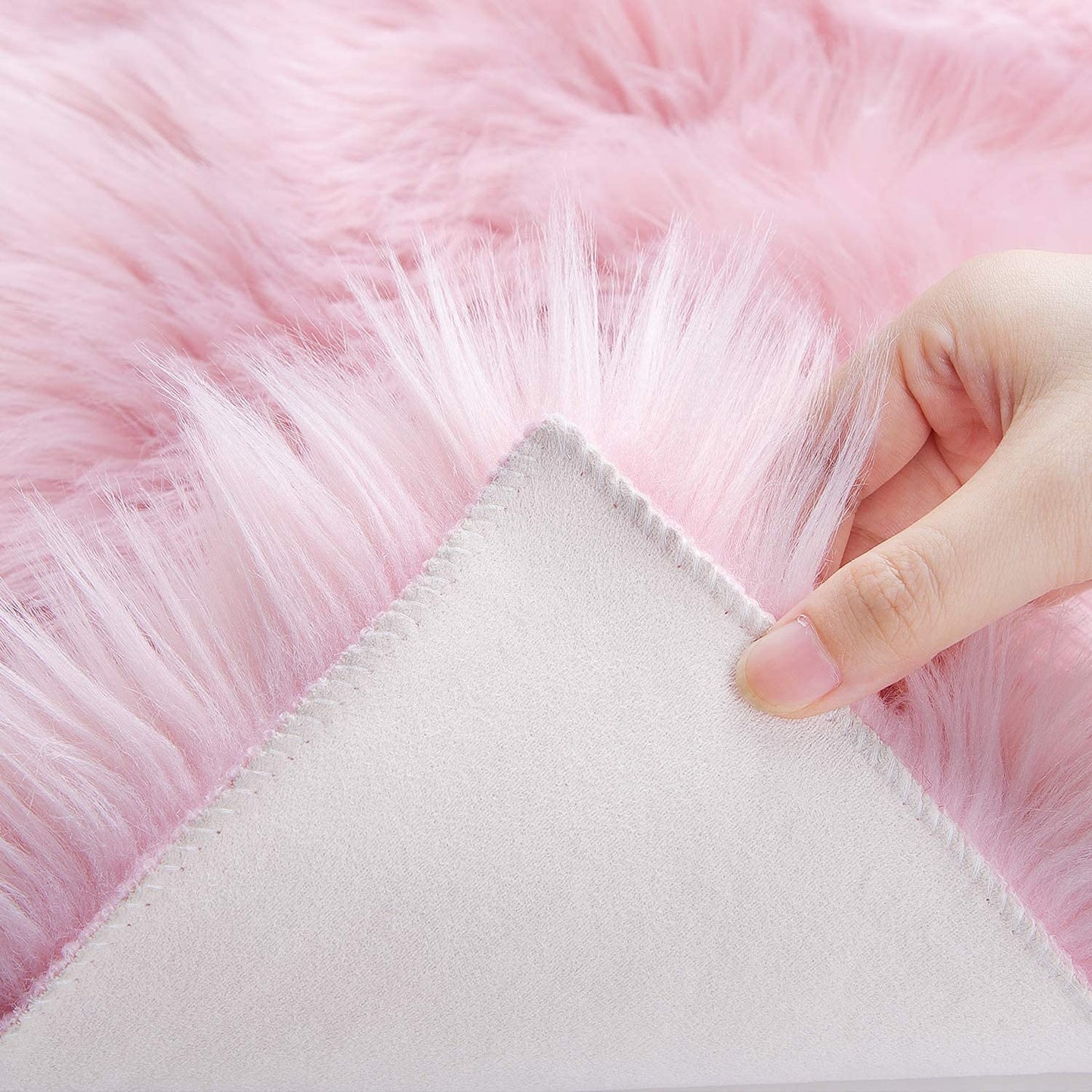 Faux Sheepskin Rug Fluffy Rug,Fluffy Area Small Rugs Shaggy Rugs for Bedroom Rug Fluffy Sofa Floor Carpet Home Decoration Pink Rugs (Pink 27.5 x 53.1 inch) 27.5(W) x 53.1(L) inch