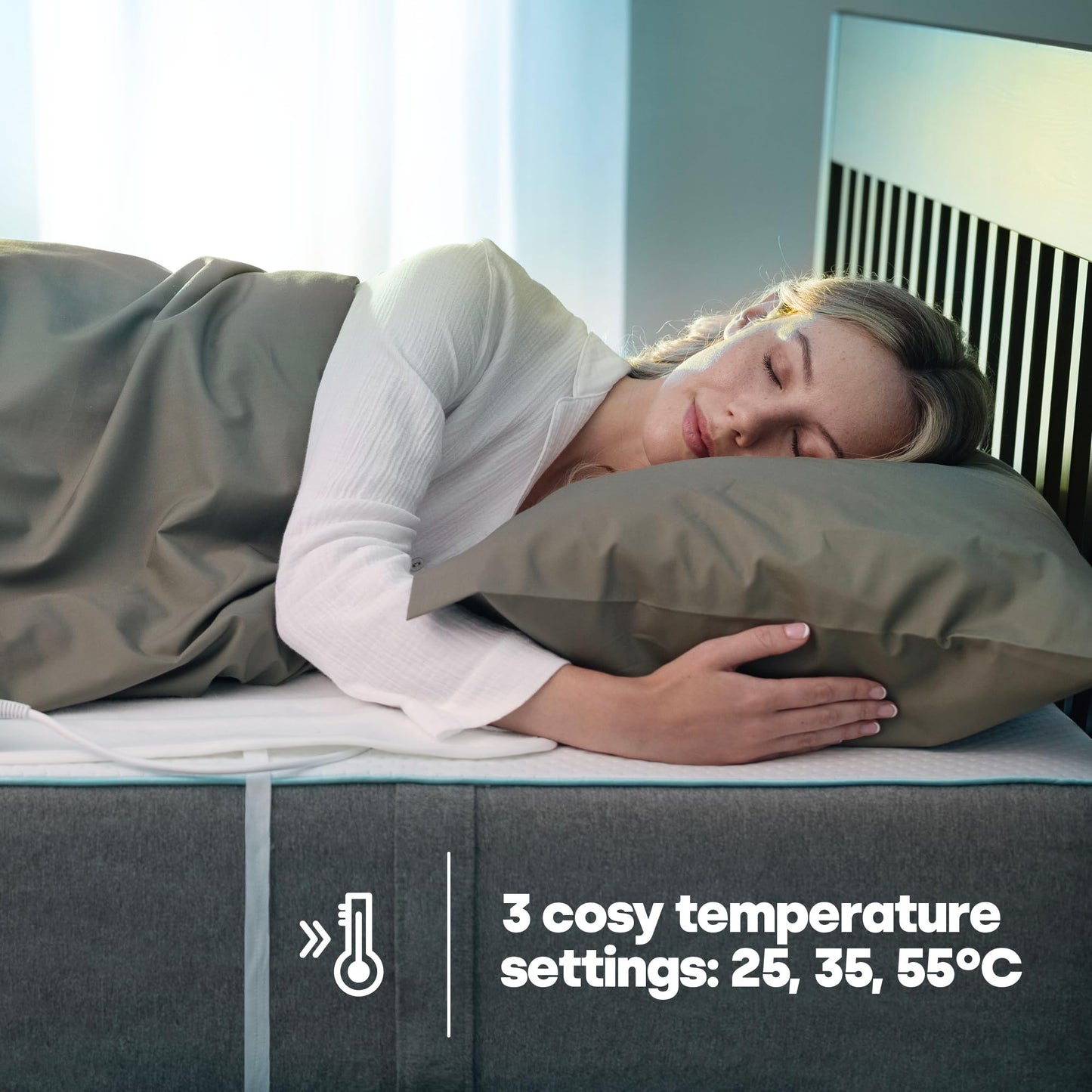 LIVIVO Electric Under Blanket - Heated Underblanket with 3 Heat Settings, Detachable Control, Ultra Fast Heat Up, Overheat Protection & Straps for an Easy Fit (King (U.K. Standard)) King (U.K. Standard) White