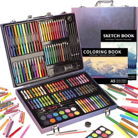 KINSPORY Art Set for Kids, 150 PCS Art Kits For Kids, Deluxe Painting Paper Box Art Set, Coloring Drawing Art Supplies Case Gift for Artists Teens Boys Girls 4 5 6 7 8 9 10 11 12 Blue