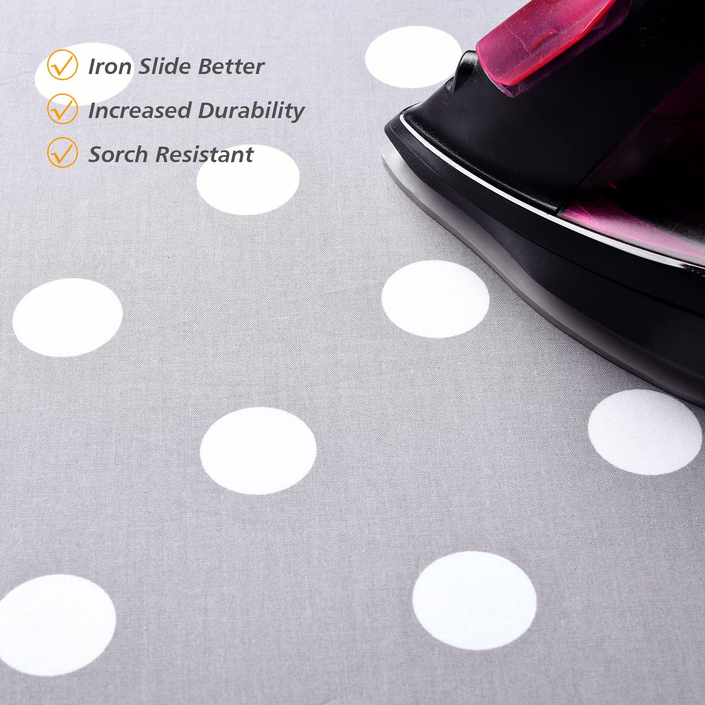 SHERWOOD Ironing Board Cover 128 x 40cm 100% Cotton Cover with Thick Felt Resists Scorching and Staining Adjustable Size Iron Board Cover - Bubble