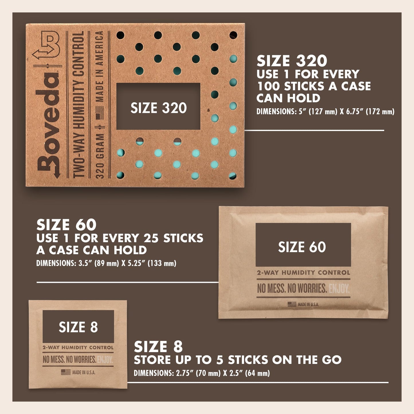 Boveda 72% Two-Way Humidity Control Packs For Wood Containers – Size 60 – 4 Pack – Moisture Absorbers – Humidifier Packs – Hydration Packets in Resealable Bag 72% RH (Cigars/Tobacco)