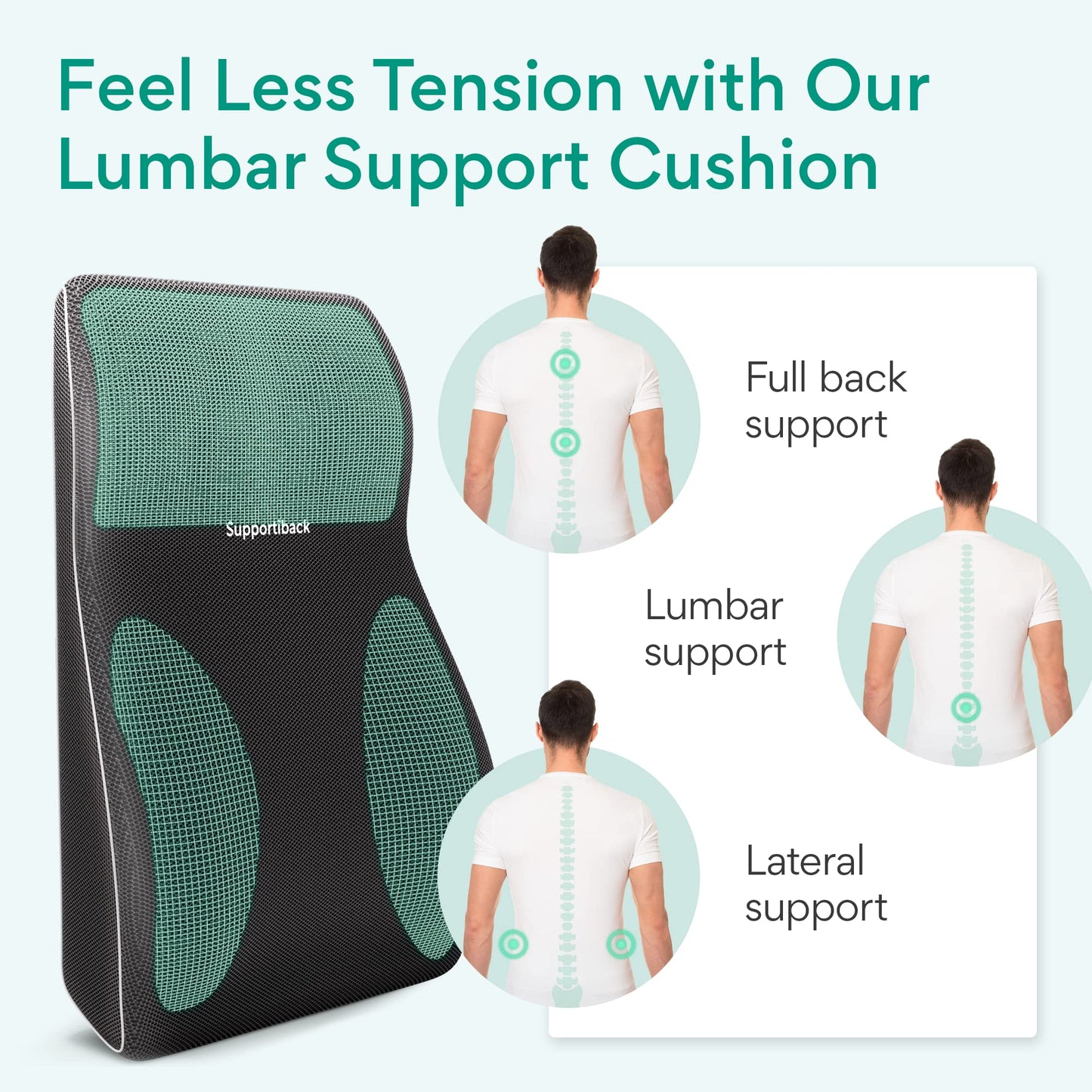 𝐓𝐇𝐄 𝐖𝐈𝐍𝐍𝐄𝐑 𝟐𝟎𝟐𝟐* Back Support Chair Cushion - Lasting Comfort Lumbar Support Cushion - Office Chair Back Support Cushion, Car Seat Cushion, Back Pillow, Back Support for Office Chair