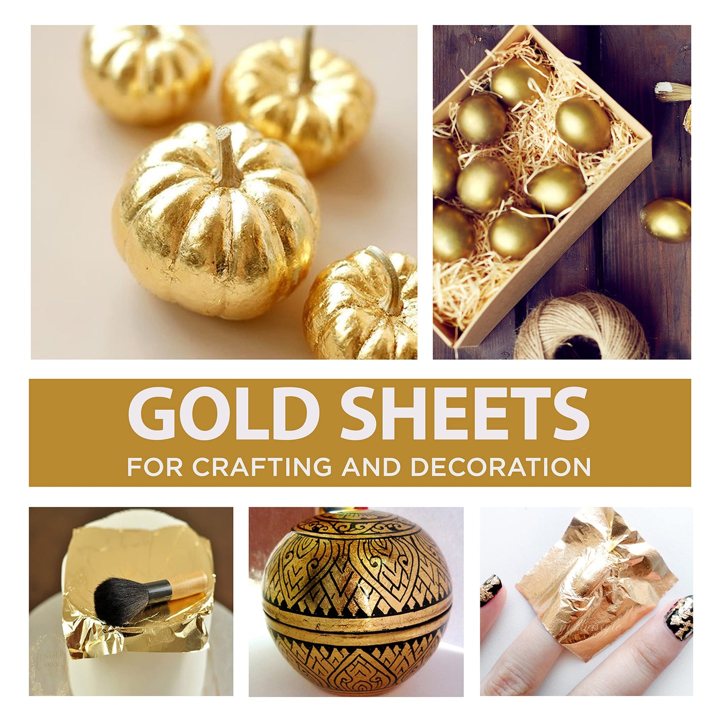 300 Imitation Gold Leaf Sheets 14 x 14 cm Gold Leaf for Art, Gilding, Crafting, Paintings, Home Furniture Decoration, Nail & DIY Arts Projects (Gold, 300 Sheets)