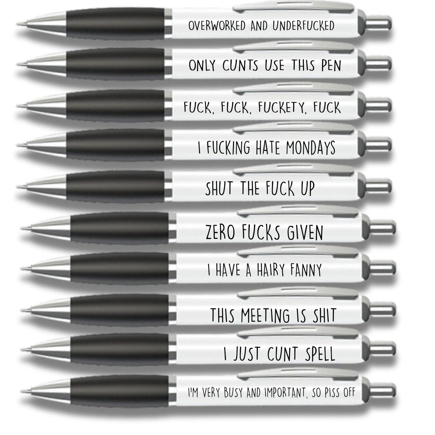 Cheeky Chops Pack of Ballpoint Pens - Funny Pen Set For Colleagues - Funky Stationery Quirky Gift - Office Desk Accessories - Rude Pen Set - Funny Friend Gift (The 10 Pack) The 10 Pack