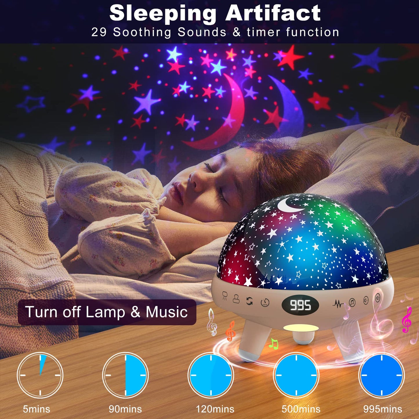 YACHANCE Baby Night Light Star Projector Night Light Projector for Kids Room with Sound Machine White Noise Machine for Sleeping Soother Nursery Lamp 9 Natural Sounds 20 Lullabies Remote Timer Pink Star