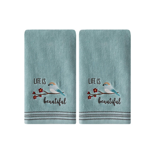 SKL Home by Saturday Knight Ltd. Life Is Beautiful 2 Pc Hand Towel Set, Aqua