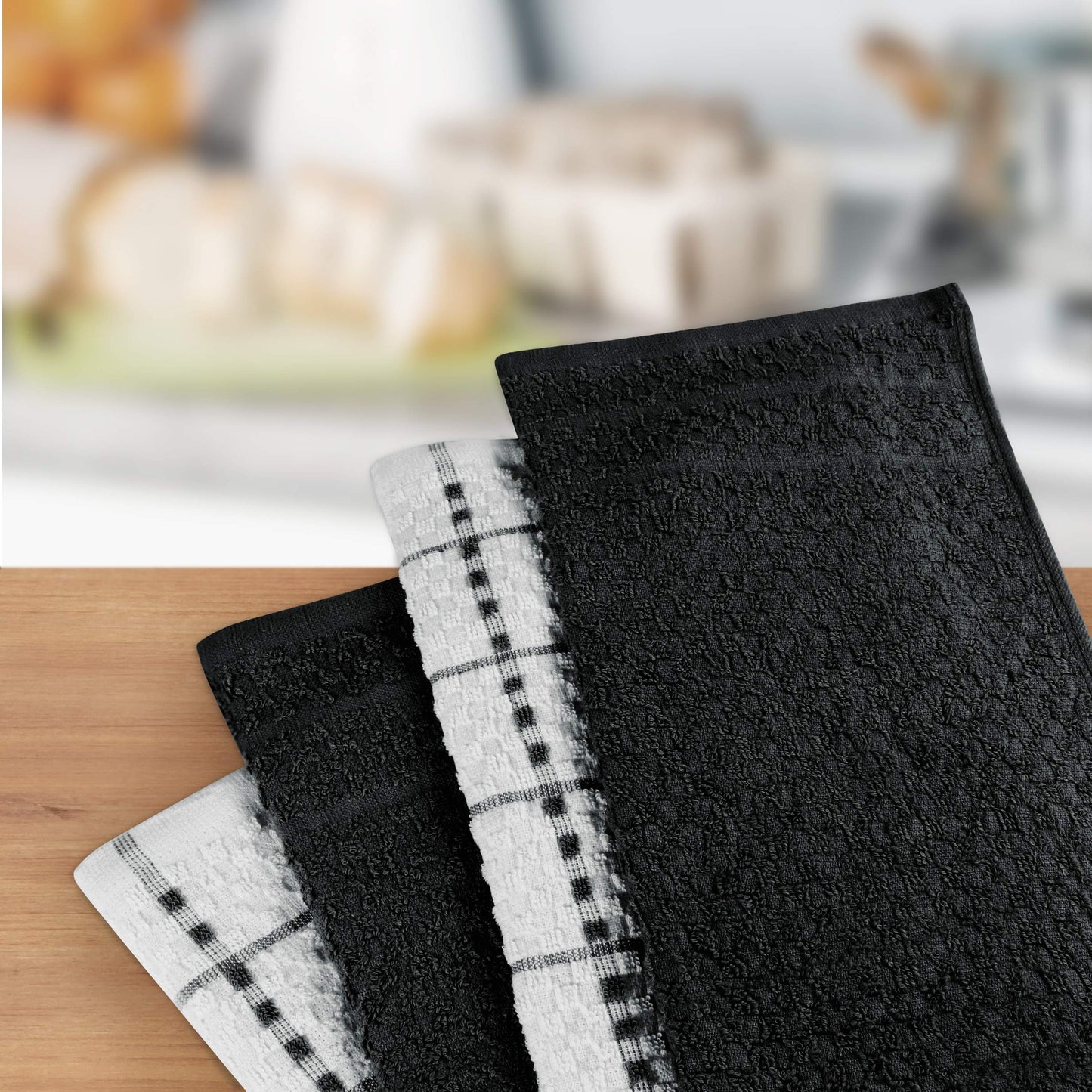 Utopia Towels -12 Kitchen Towels Set - 38 x 64 cm - 100% Ring Spun Cotton Super Soft and Absorbent Dish Towels, Tea and Bar Towels (Black) 12 Pack Black