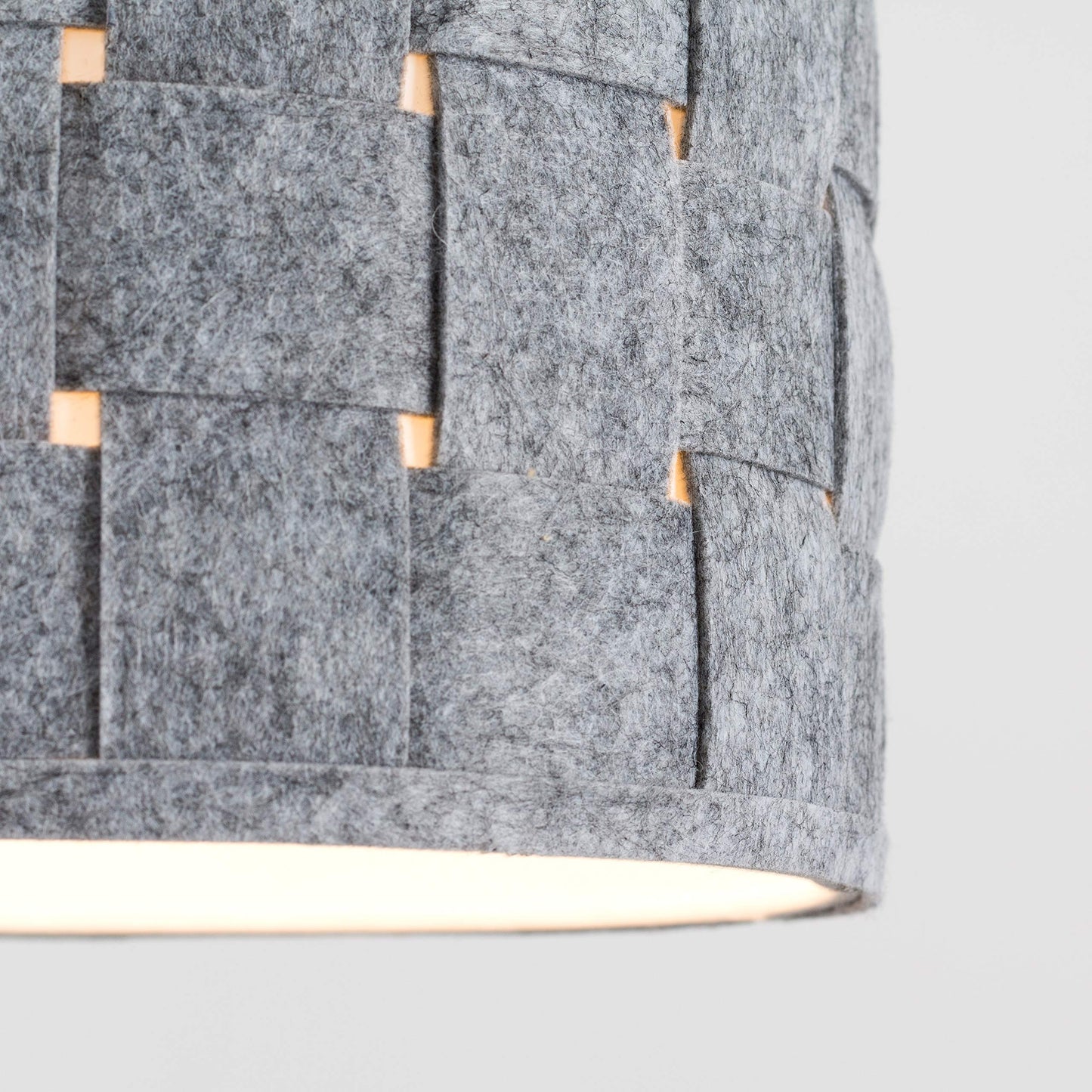 Pair of - MiniSun Small Modern Grey Felt Weave Design Ceiling Pendant/Table Lamp Drum Light Shades - Complete with 10w LED GLS Bulbs [3000K Warm White] Pair Including Bulb