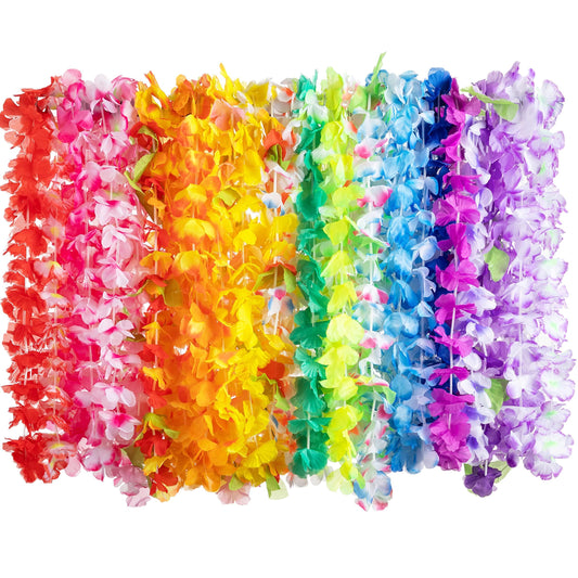 JOYIN 60pcs Tropical Hawaiian Lei Luau Flower Necklaces Garlands for Beach Wedding Hawaiian Party Decorations