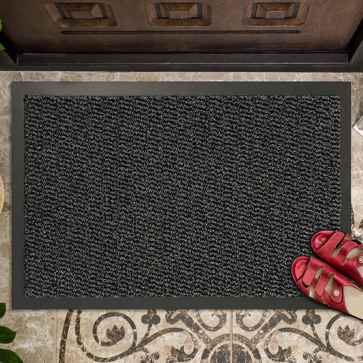 GULLAMBO Door mats indoor – Large Door Matts indoor –Non Slip Kitchen And Office floor Mats, Super Heavy Duty Absorbent doormats inside Barrier Mat, Washable Entrance Rug (Anth, 40x 60) 40cm x 60cm Anthracite