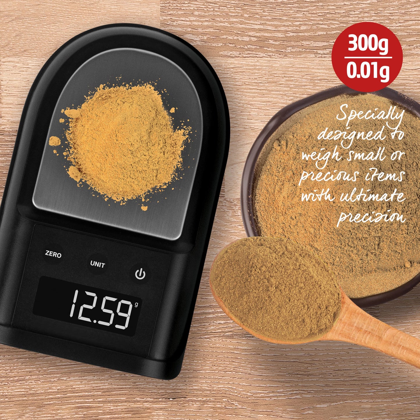 Salter 1360 BKDR Mini Digital Kitchen Scale - Precision 0.01g Increments, Electronic Baking Scale, 300g Capacity, Compact, Portable, Weigh Food & Yeast, Delicate Jewellery, Spices, Coins, Easy Read Pocket Digital Precision Scale