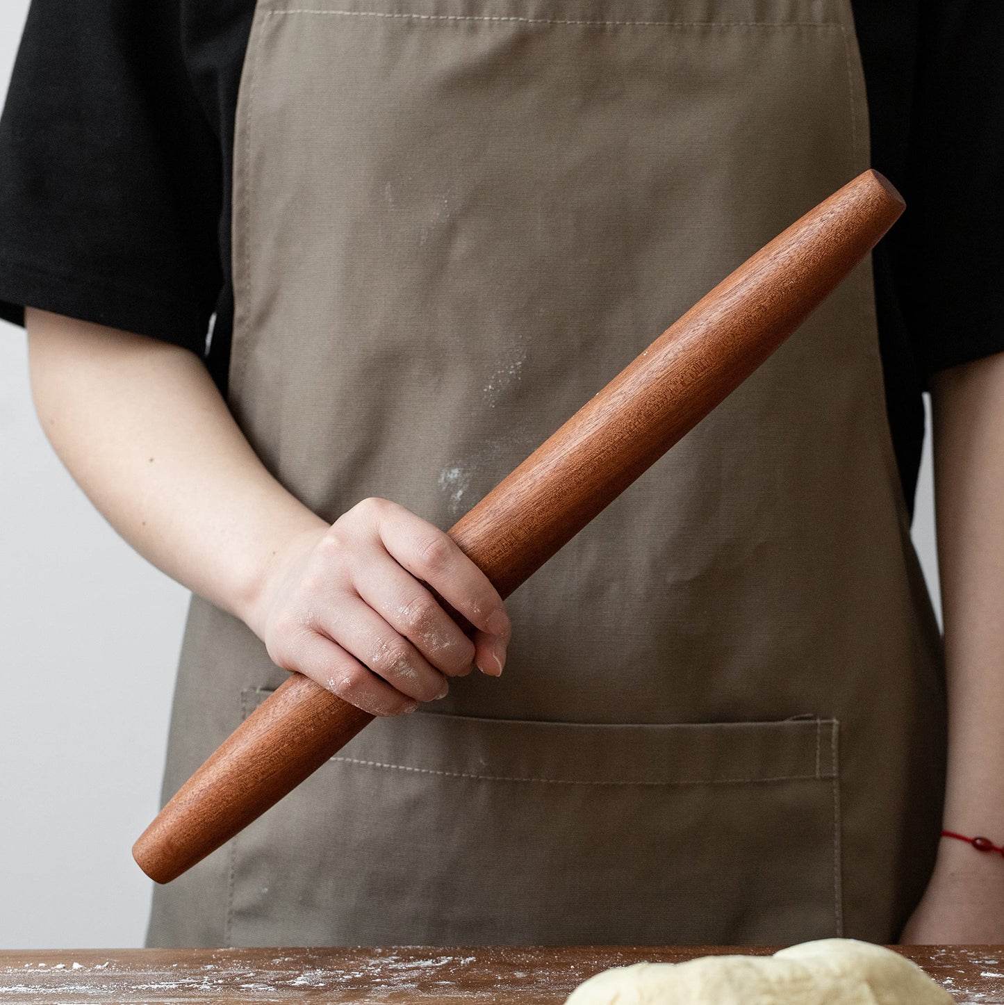 Muso Wood Rolling Pin for Baking Non Stick Wooden French Rolling pin 40cm, Tapered Rolling pin for Fondant, Pastry, Pizza, Cookie, Pie Crust(Sapele Wood Roller) French 40cm