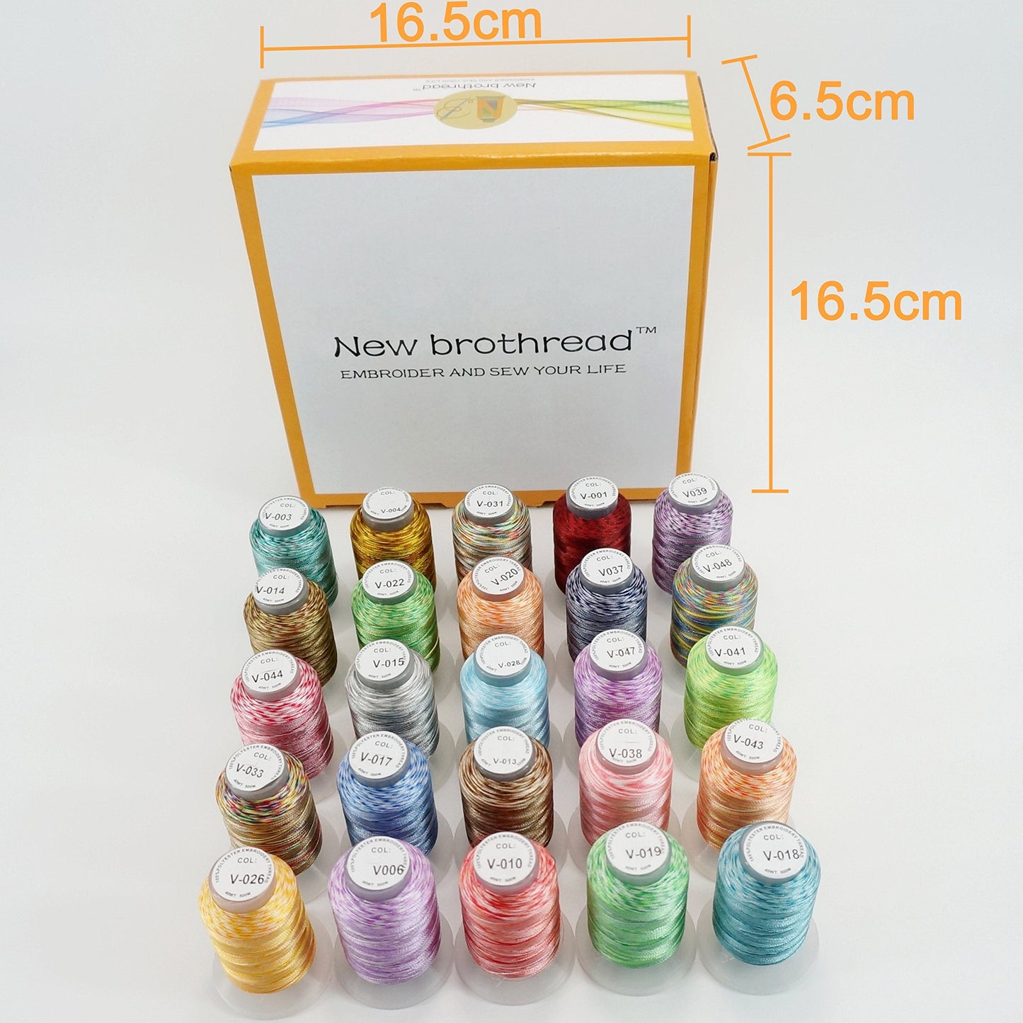 New brothread 25 Colors Variegated Polyester Machine Embroidery Thread Kit 500M (550Y) Each Spool for Brother Janome Babylock Singer Pfaff Bernina Husqvaran Embroidery and Sewing Machines