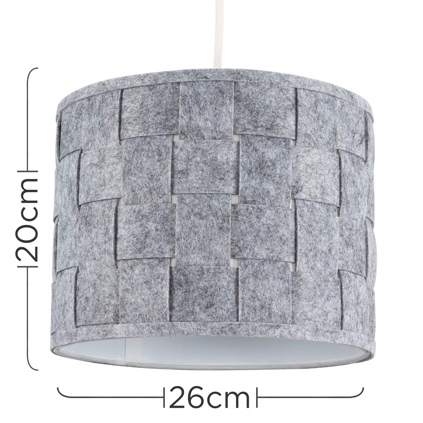 Pair of - MiniSun Small Modern Grey Felt Weave Design Ceiling Pendant/Table Lamp Drum Light Shades - Complete with 10w LED GLS Bulbs [3000K Warm White] Pair Including Bulb