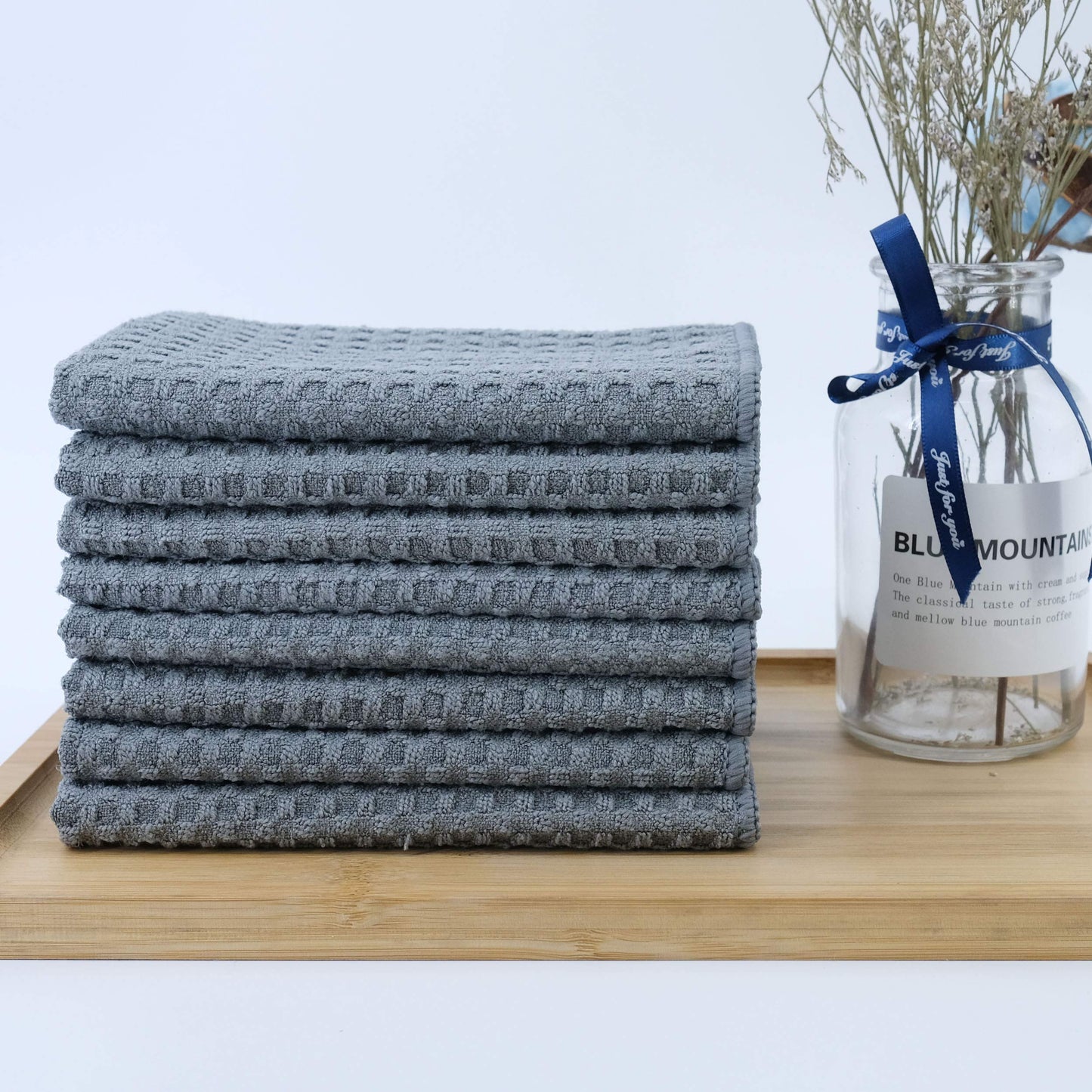 POLYTE Ultra Premium Microfibre Kitchen Dish Cloth Waffle Weave, 8 Pack (30x30 cm, Grey) 30x30 cm