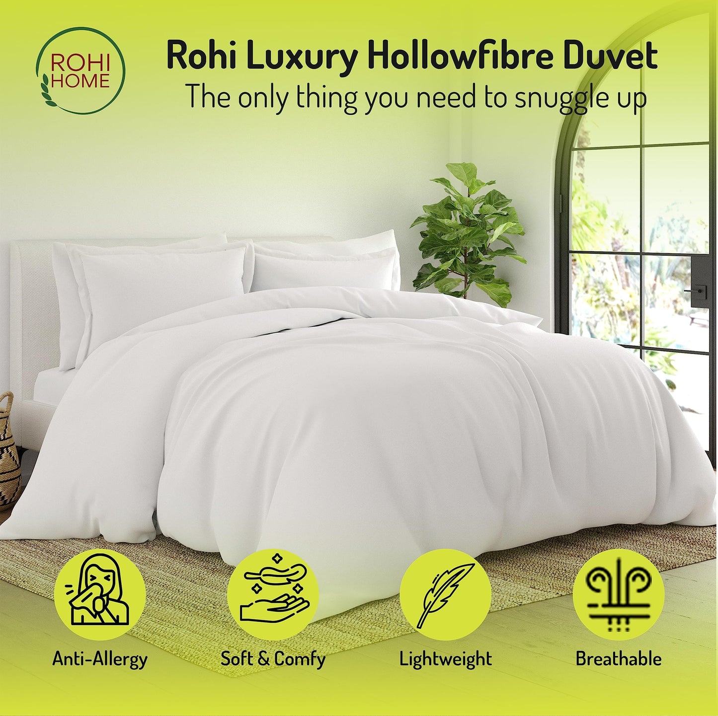 Rohi Anti-Allergy King Duvet 10.5 Tog with 2 Deluxe Pillows – Midweight – Luxurious Comfort All Season Duvet – Soft & Breathable Corvin Quilt 10.5 Tog + Pillow Pair