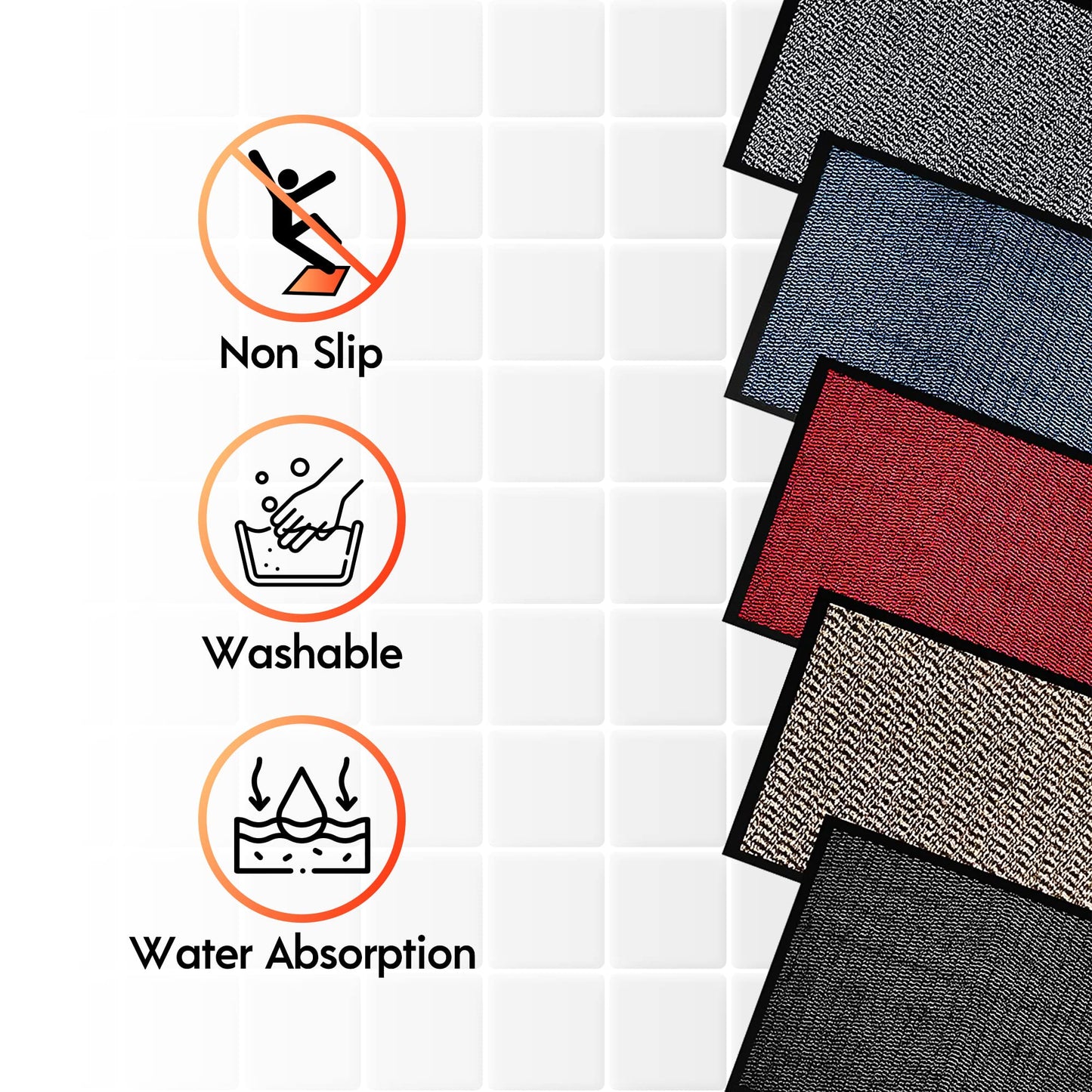 GULLAMBO Door mats indoor – Large Door Matts indoor –Non Slip Kitchen And Office floor Mats, Super Heavy Duty Absorbent doormats inside Barrier Mat, Washable Entrance Rug (Anth, 40x 60) 40cm x 60cm Anthracite