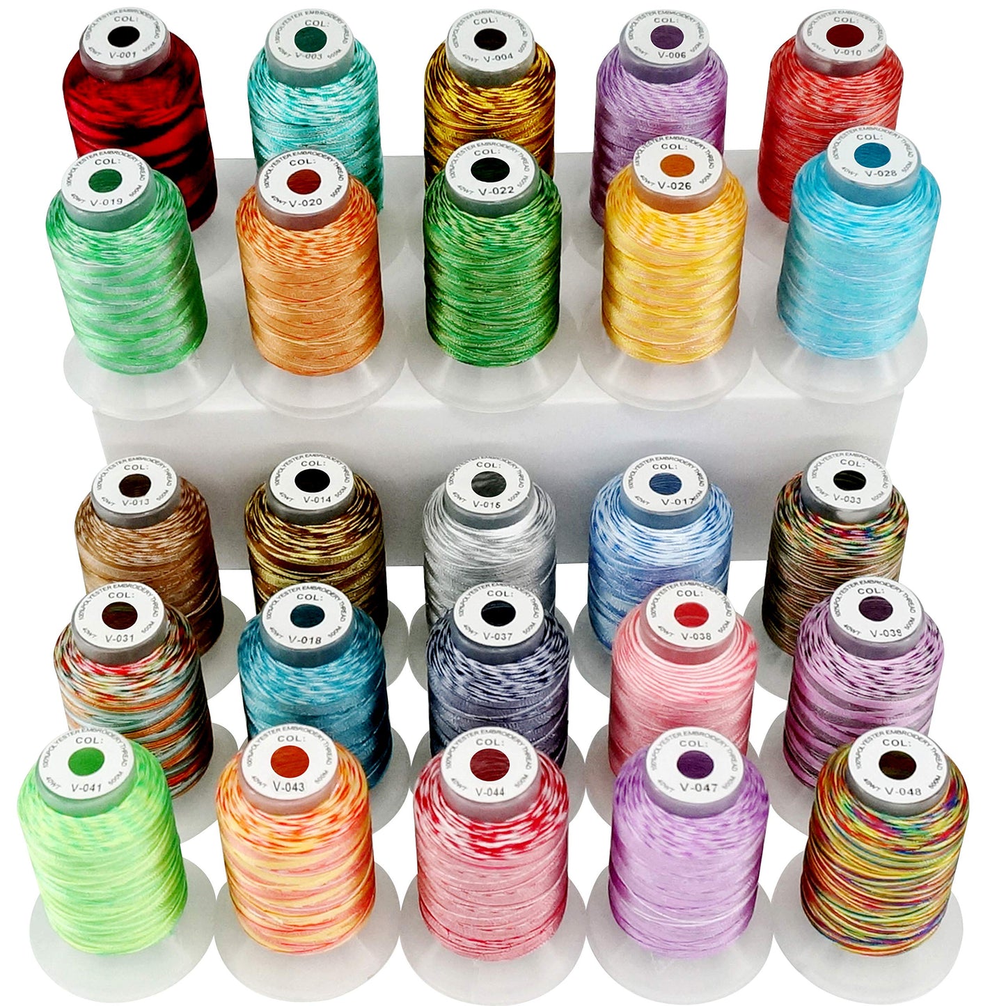 New brothread 25 Colors Variegated Polyester Machine Embroidery Thread Kit 500M (550Y) Each Spool for Brother Janome Babylock Singer Pfaff Bernina Husqvaran Embroidery and Sewing Machines