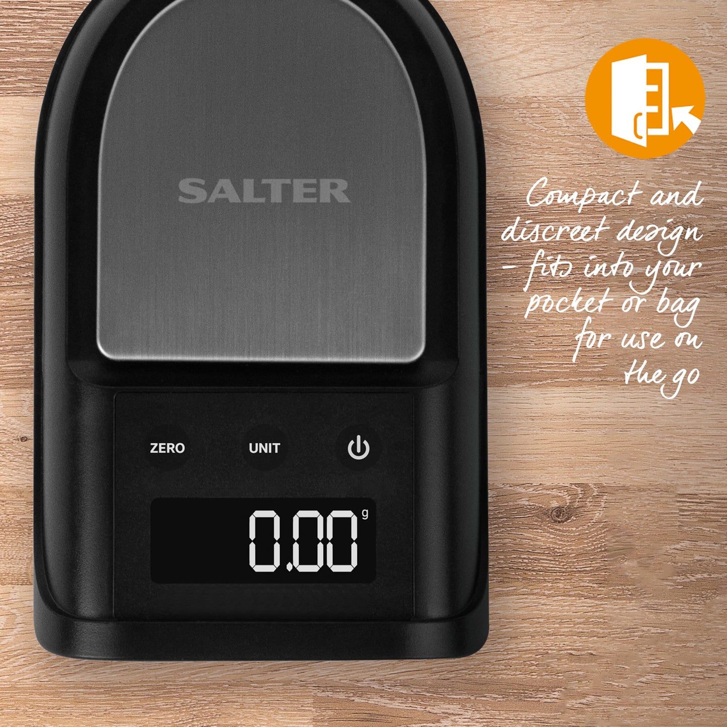 Salter 1360 BKDR Mini Digital Kitchen Scale - Precision 0.01g Increments, Electronic Baking Scale, 300g Capacity, Compact, Portable, Weigh Food & Yeast, Delicate Jewellery, Spices, Coins, Easy Read Pocket Digital Precision Scale