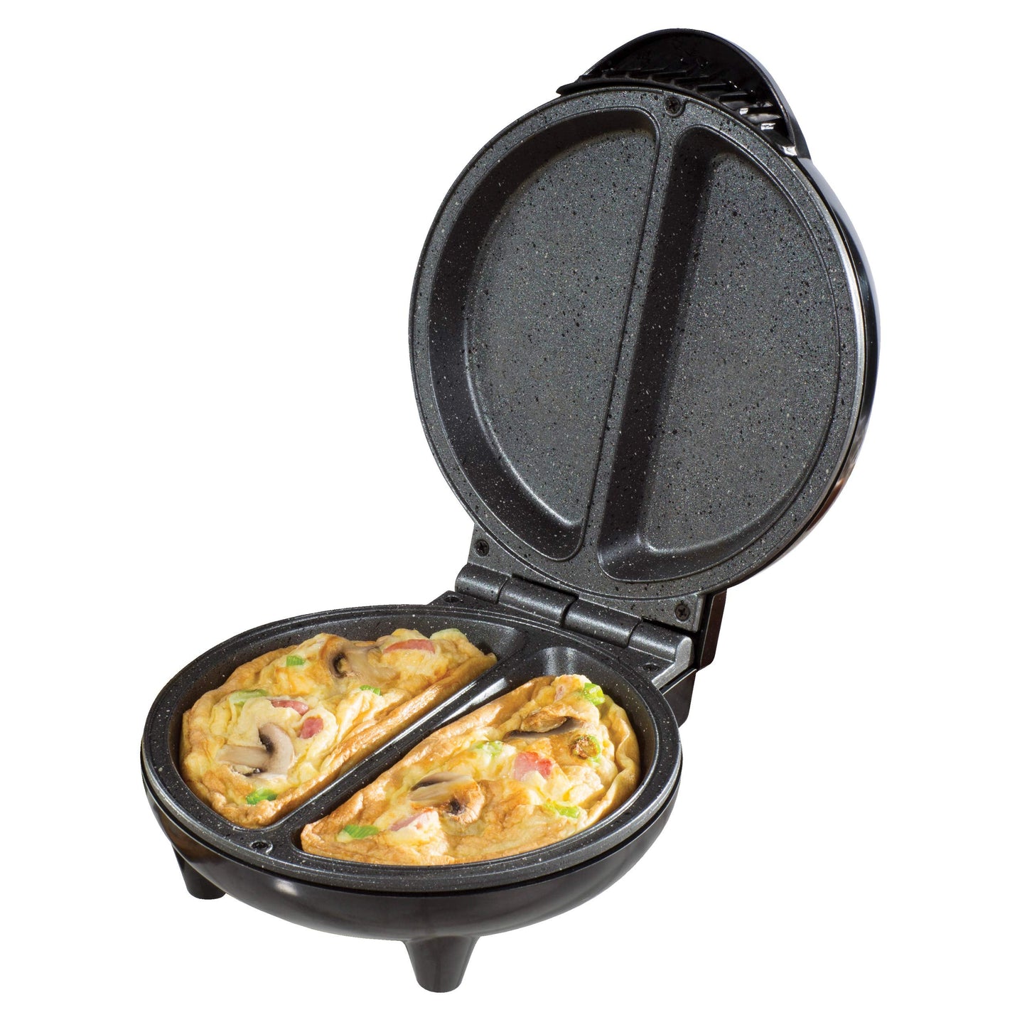 Daewoo SDA1556 Deep Fill Omelette Maker Snack Range, Non Stick, Easy Clean, Stainless Steel & Black