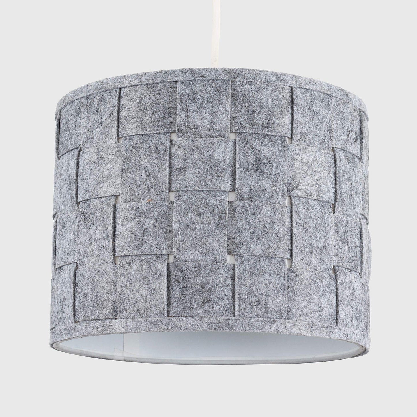 Pair of - MiniSun Small Modern Grey Felt Weave Design Ceiling Pendant/Table Lamp Drum Light Shades - Complete with 10w LED GLS Bulbs [3000K Warm White] Pair Including Bulb