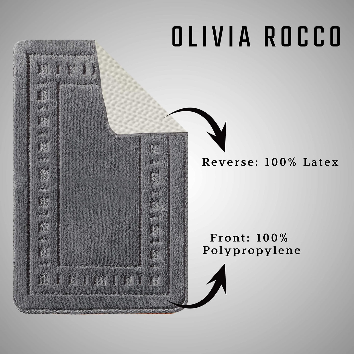 Olivia Rocco Miami 2 Piece Bath Mat & Pedestal Set, Non Slip Bathroom Set (Dark Grey) Dark Grey