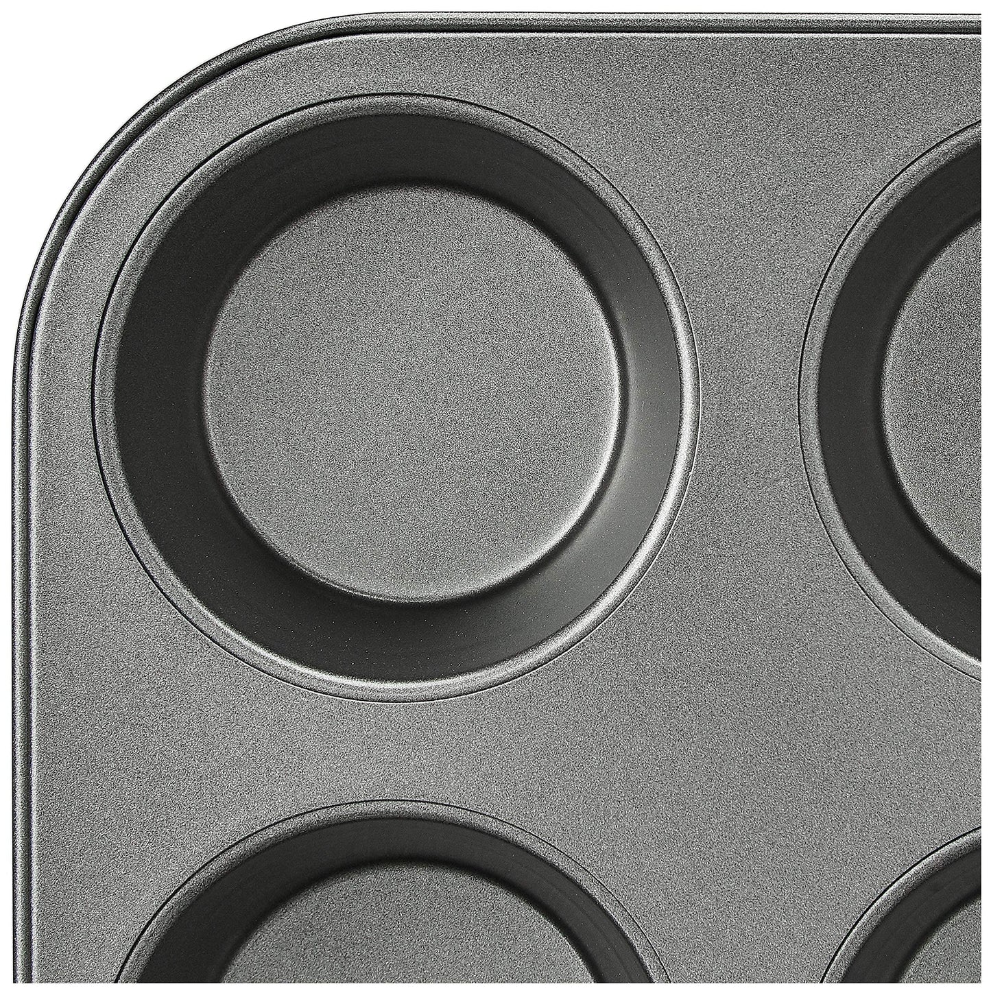 Amazon Basics Nonstick Round Carbon Steel Muffin Pan, 2-Pack, Grey Muffin Trays Only