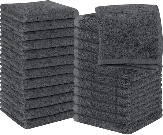 Utopia Towels - Cotton Washcloths Set - 30 x 30 cm, White - 100% Ring Spun Cotton, Premium Quality Flannel Face Cloths, Highly Absorbent and Soft Feel Fingertip Towels (24-Pack, Grey) 24