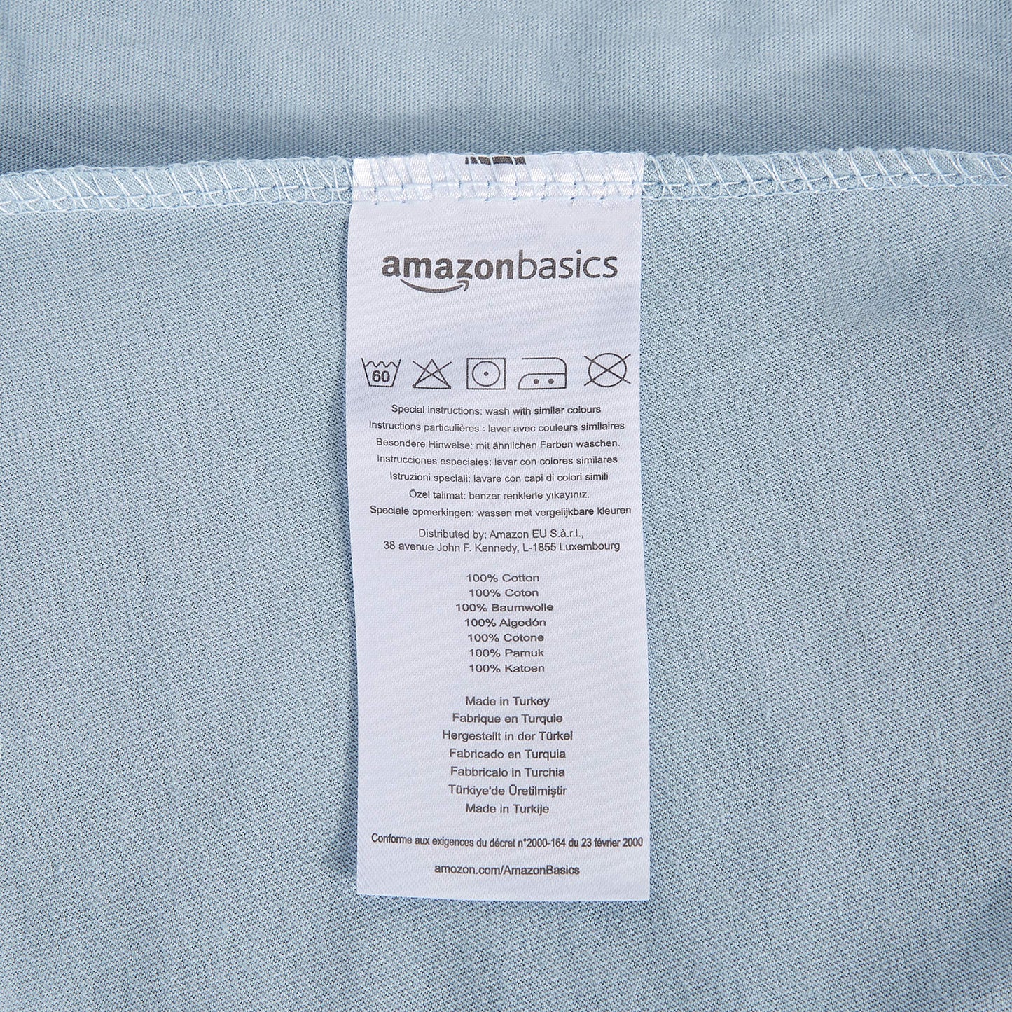 Amazon Basics Jersey Fitted Sheet, Bright Blue - 120 x 200 cm