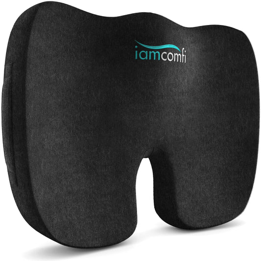 iamcomfi Coccyx Cushion - Medium Hardness - Seat Cushion for Office Chair Desk & Car, Driving - Premium Heat Sensitive & Durable Memory Foam Sitting Pillow Medium (60-90kg)