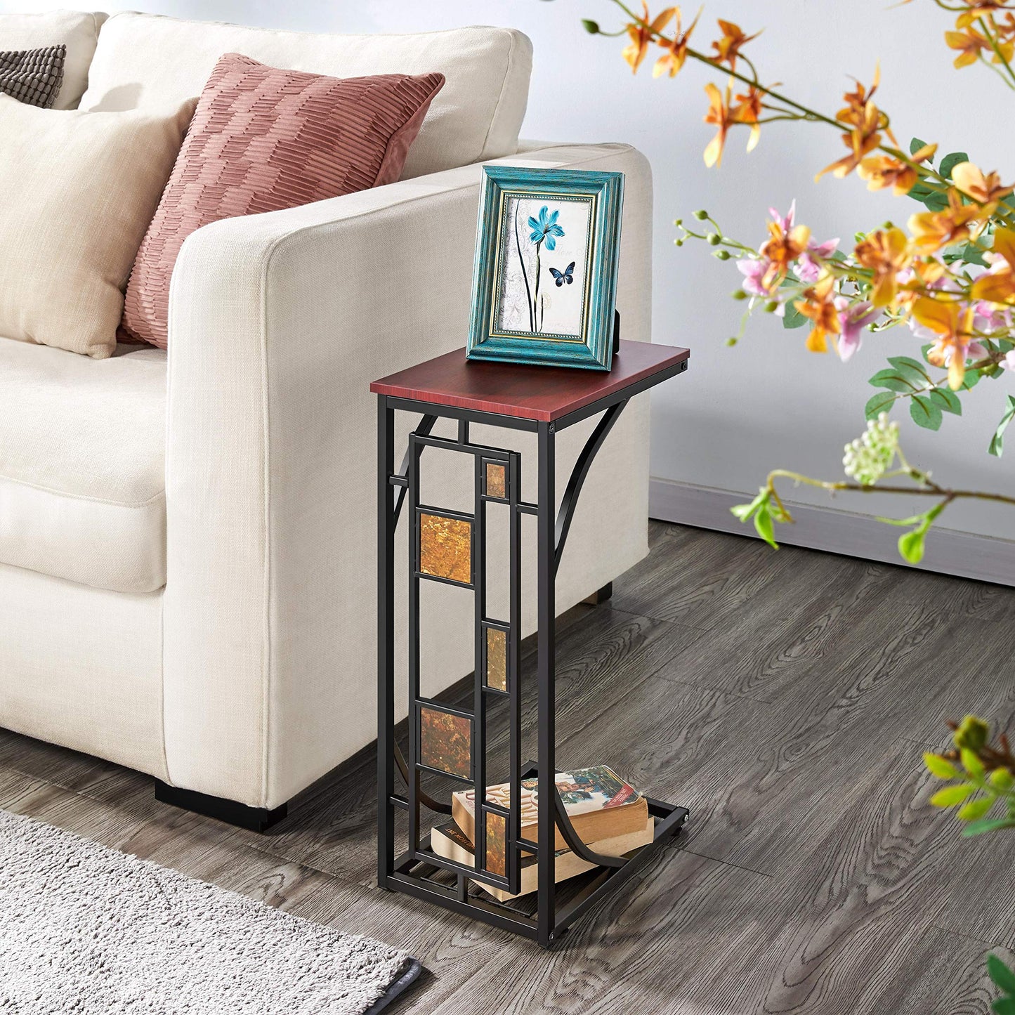 Yaheetech 2PCs Small Side Table, C Shaped End table, Under Sofa Table, Snack Coffee Table for Living Room 2