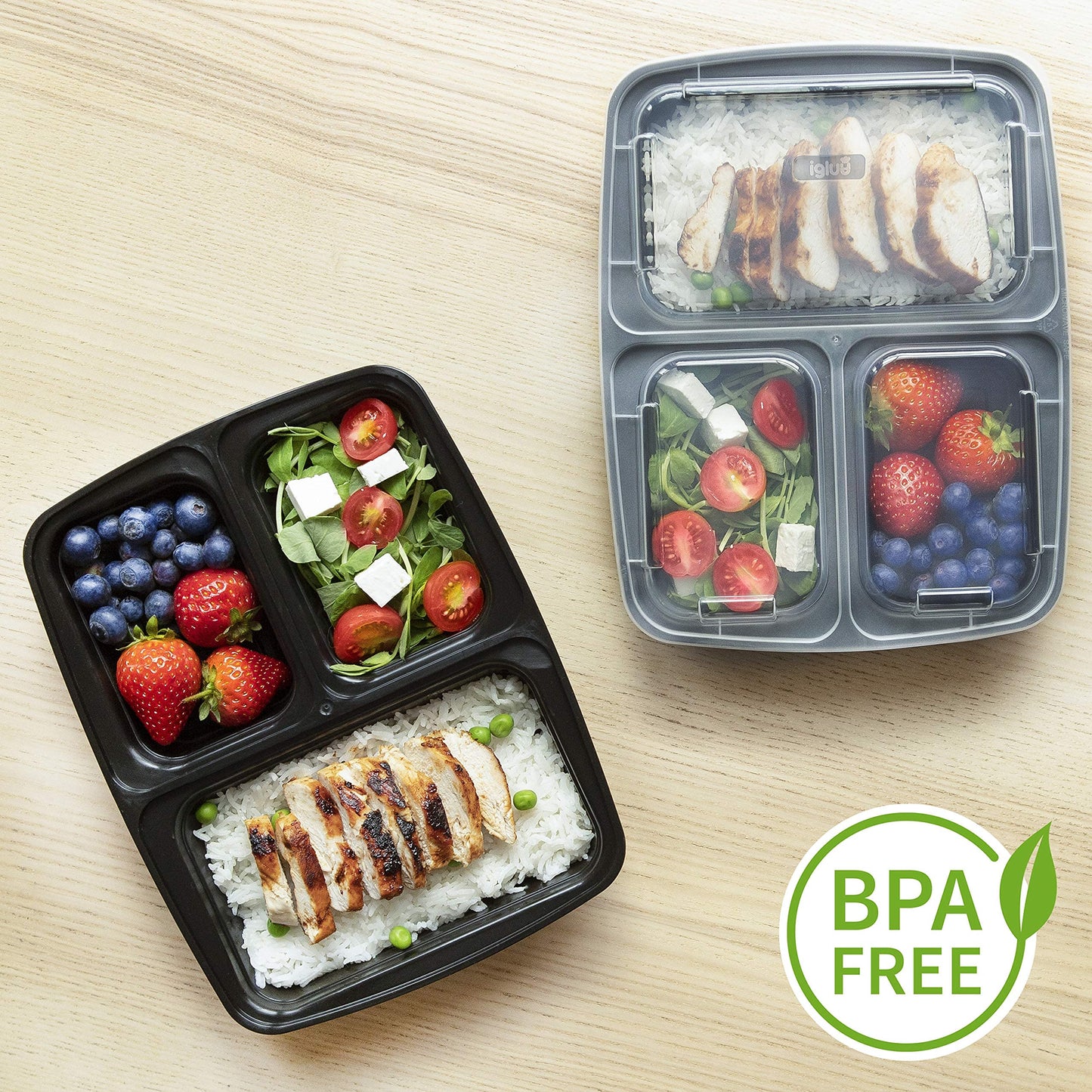 30 Pack - 3 Compartment BPA Free Reusable Meal Prep Containers - Plastic Food Storage Trays with Airtight Lids - Microwavable, Freezer and Dishwasher Safe - Stackable Bento Lunch Boxes - 32 oz 30