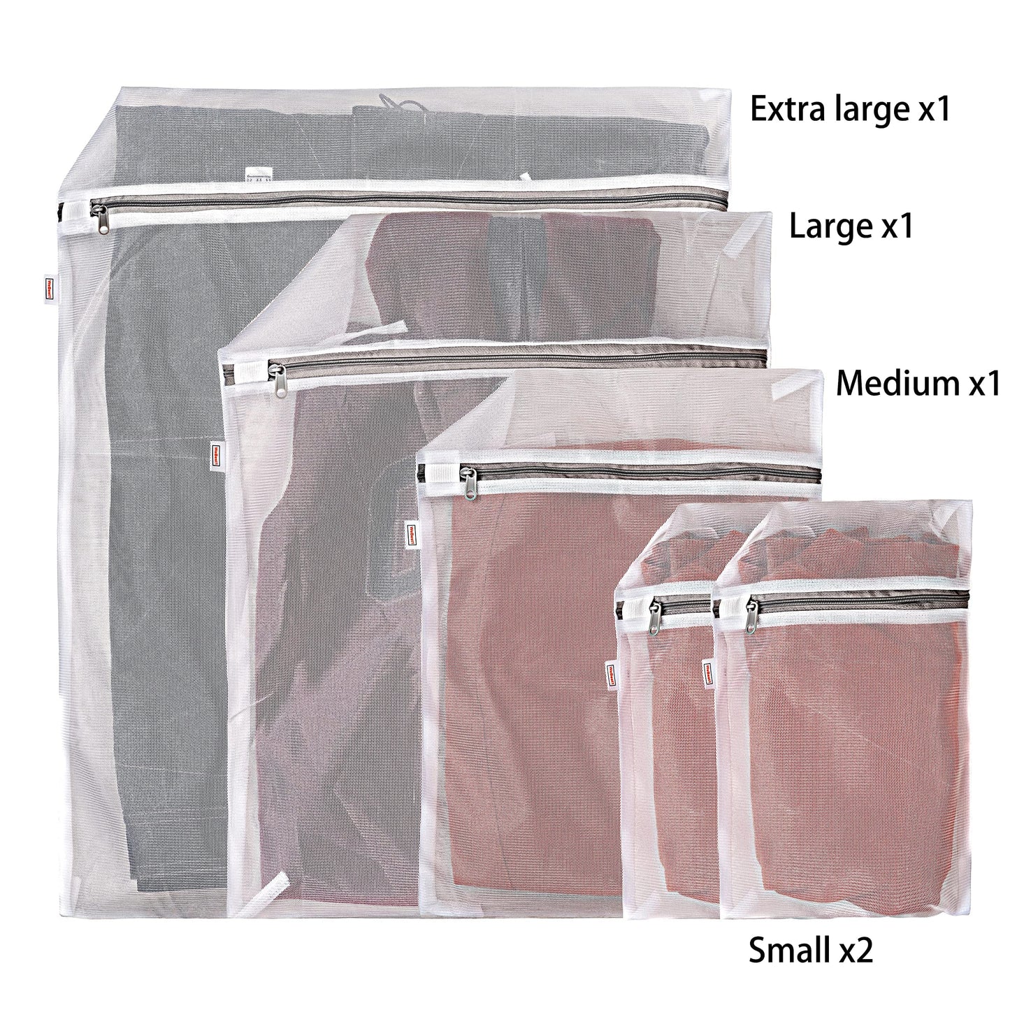 Magnificent 5 Set Mesh Laundry Bags for Washing Machine- Reusable Laundry Bags with Zips- Delicates Laundry Bag for Baby Clothes Toys Underwear Blouse Bra Lingerie Hosiery Travel Storage Organization Laundry Wash Bags 5 Set