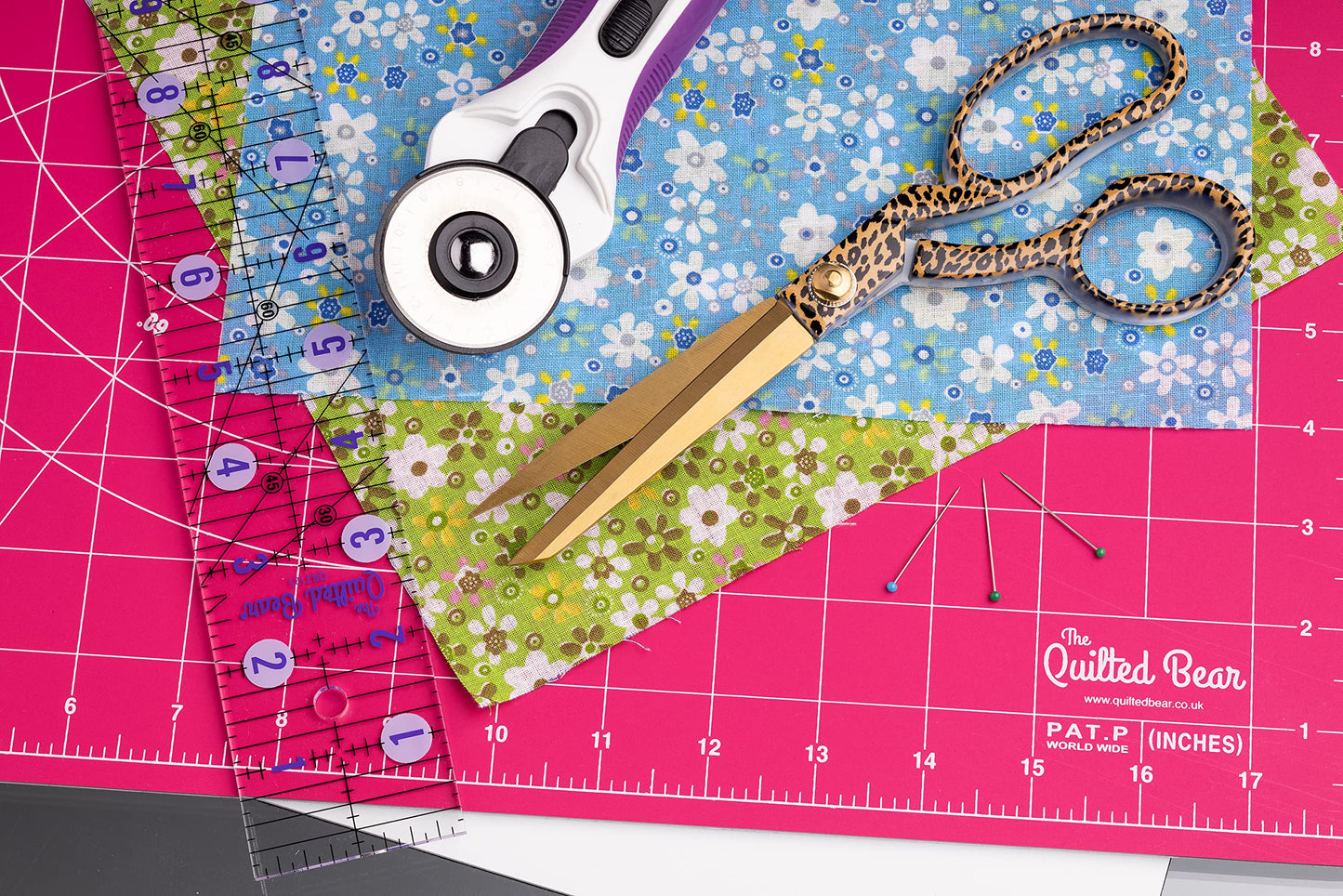 The Quilted Bear Quilting Rulers - Transparent Acrylic Non Slip Quilting & Patchwork Ruler with Clear Black Lines & 30, 45 & 60 Degree Angles (6" x 24") 6" x 24"