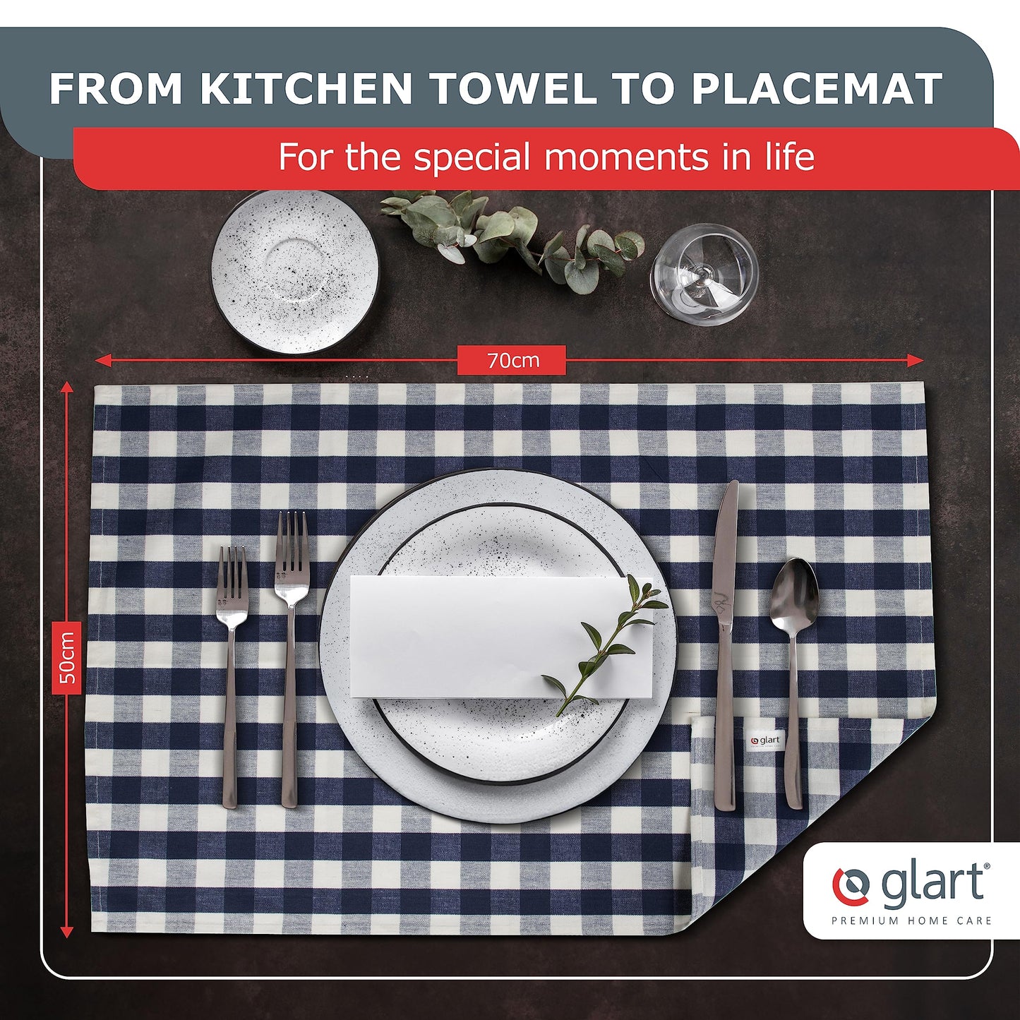 Glart 48KG2 Set of 10 Tea towels Tea towels Kitchen towels, 50 x 70 cm, 100 Percent cotton OEKO-TEX, grey checkered, pre-washed Kitchen Towels 10 Pieces 50x70 Cm Gray Checkered